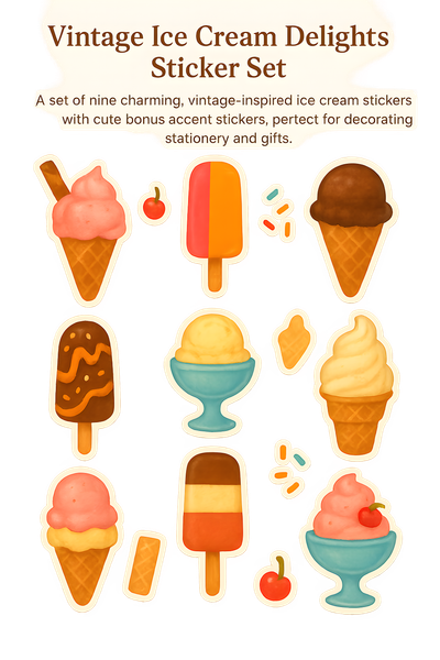Vintage Ice Cream Delights Sticker Set