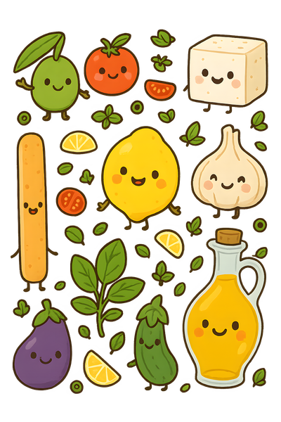 Mediterranean Munchies Cute Sticker Sheet